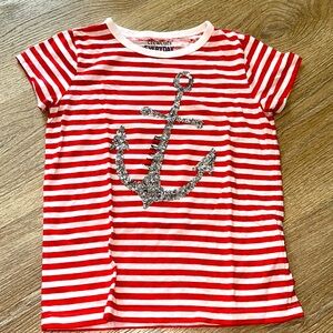 Crewcuts Red and White Short Sleeve Tee Nautical Stripes